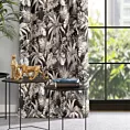 Zasłona czarno, srebrna w liście ze srebrnym akcentem,welwetowa 140x270 cm taśma - RODOS