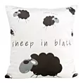 Poszewka na poduszkę 45x45 cm welwetowa, biało czarna z motywem baranków KIDS 5 DESIGN 91