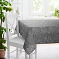 Obrus szyty popielaty z tkaniny z wzorem przetykanym błyszczącą nicią