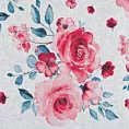 Dekoracja okienna EDEN z lekkiej etaminy z motywem malowanych pędzlem róż