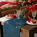 Bieżnik świąteczny na stół 40x140 cm granatowo, szampański welwetowy zdobiony śnieżynkami