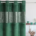 Zasłona ciemnozielono, srebrna z lśniącego welwetu z aplikacja z cekinów 140x250 cm przelotka - MARGOT