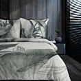 Pościel 220x200 cm z bawełny, makosatyny kolor jasnoszary, ciemno miętowy z designerskim wzorem ARTIST Eva Minge