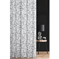 Zasłona szyta na taśmie 5 cm biało czarna z miękkiej tkaniny z nadrukiem w kwiaty
