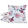 Poszewka na poduszkę 45x45 cm welwetowa biało, czerwona zdobiona nadrukiem letnich kwiatów MINK
