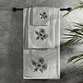 Zestaw ręczników bawełnianych na prezent 3 szt kolor srebrny, stalowy z haftem kwiatów 400 g/m2 MELANI