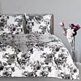 Pościel 220x200 cm bawełniana kolor popielaty, biały dwustronna z wzorem kwiatowym NIKA 54