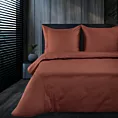 Pościel 140x200 cm z bawełny, makosatyny kolor marsala z ozdobną kantą i haftem kolekcja MINGE ELEGANTE