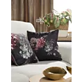 Poszewka na poduszkę 45x45 cm welwetowa, czarno bordowa, dwustronna z motywem kwiatów VELEVT 137 Eurofirany Premium