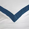 Pościel 220x200 cm z satyny bawełnianej kolor biały, granatowy z kontrastującym obszyciem LAURA