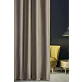Zasłona szyta na taśmie 5 cm LUXOR brązowa z eleganckiej lśniącej tkaniny o drobnym splocie