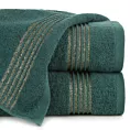 Ręcznik do rąk 30x50 cm bawełniany kolor ciemnozielony zdobiony paseczkami przeszywanymi błyszczącą nicią 500 g/m2 LILA