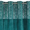 Zasłona turkusowa z pasem srebrnego nadruku, welwetowa 140x250 cm przelotka - LINDI