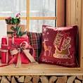 Poszewka na poduszkę 45x45 cm welwetowa, czerwona ze świątecznym motywem pierników GINGER