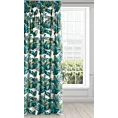Zasłona welwetowa biało, zielona ze wzorem egzotycznych liści 140x270 cm taśma - DAVOS