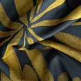 Zasłona szyta na taśmie 5 cm grafitowo musztardowa z tkaniny o naturalnym splocie z botanicznym wzorem