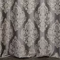 Zasłona szyta na taśmie 5 cm popielato szara tkanina w ornamentowy wzór, z dodatkiem połyskującej nici