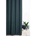 Zasłona szyta na taśmie 5 cm GEONOA granatowa z miękkiej tkaniny o naturalnym charakterze z widocznym ozdobnym splotem