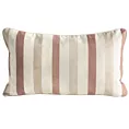 Poszewka na poduszkę 30x50 cm bawełniana z dodatkiem lnu zdobiona subtelnym nadrukiem pasów kremowo, ceglasta LEN