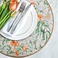 Podkładka na stół zielono, fioletowa średnica 38 cm IRIS z nadrukiem roślinnym