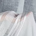 Firana szyta na przelotkach biała z matowej tkaniny o naturalnym wyglądzie z ażurowymi pasami, wykończona obciążnikiem