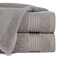 Ręcznik kąpielowy 50x90 cm bawełniany kolor szary zdobiony paseczkami przeszywanymi błyszczącą nicią 500 g/m2 LILA