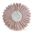 Okrągła poduszka o średnicy 40 cm z welwetu kolor pudrowo, kremowy zdobiona trójwymiarowym kwiatem FLORES 4