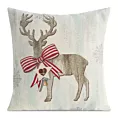 Poszewka na poduszkę 45x45 cm bawełniana, gobelinowa naturalno, beżowa z mieszanki włókien zdobiona motywem renifera GOB