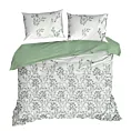 Pościel 160x200 cm z mieszanki włókien kolor biały, zielony zdobiony motywem roślinnym CLARISSA Design 91
