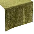 Bieżnik na stół oliwkowy 40x140 cm welwetowy ALINE z marszczeniem oraz srebrnym nadrukiem DIVA LINE
