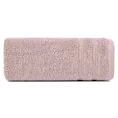 Ręcznik do rąk 30x50 cm bawełniany kolor pudrowy róż z bordiurą w formie tkanych paseczków 500 g/m2 ALINE