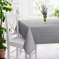 Obrus szyty jasnoszary z tkaniny z efektem melanżu wykończona obciążnikiem