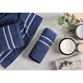 Ręcznik do rąk 30x50 cm bawełniany kolor granatowy w kontrastujące pasy 500 g/m2 DINA