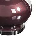 Lampa stołowa do pokoju bordowa BETH na kulistej podstawie łączącej perłowe szkło i metal z welwetowym abażurem
