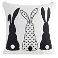 Poszewka na poduszkę 45x45 cm welwetowa czarno, biała z nadrukiem króliczków WIOSNA 4