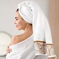 LIMITED COLLECTION ręcznik LUNA 3 z miękkiej bawełny z żakardową bordiurą z motywem liści miłorzębu BLASK BIELI