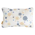 Poszewka na poduszkę 30x45 cm welwetowa, granatowo biała zdobiona nadrukiem ze śnieżynkami CAROL