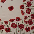 Obrus naturalno, czerwony 100x100 cm gobelinowy zdobiony motywem maków