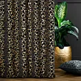 Zasłona szyta na taśmie 5 cm czarno złota z szenilowej tkaniny w zwierzęcy wzór przetykany błyszczącą nicią