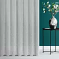 Firana szyta na taśmie 5 cm jasnoszara z półmatowej kreszowanej tkaniny, w nieregularne, cienkie, pionowe pasy, wykończona obciążnikiem