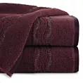 Ręcznik kąpielowy 70x140 cm bawełniany kolor bordowy zdobiony bordiurą z błyszczącym wzorem 500 g/m2 KARIN