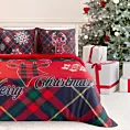 Pościel świąteczna 220x200 cm kolor czerwony, ciemnogranatowy z motywem kraty DASHER