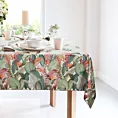 Bieżnik na stół naturalno, zielony 40x180 cm INES z nadrukowanym motywem botanicznym