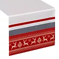 Bieżnik na stół biało, czerwony 40x140 cm welwetowy NOEL z motywem skandynawskim