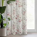 Zasłona biało, różowa z nadrukiem kwiatów z etaminy 140x250 cm przelotka AVA
