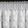 Firana biała z szyfonu zdobiona aplikacją 3D w kwiaty z perełkami 140x270 cm taśma - GISELA
