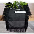Bieżnik na stół czarny 40x140 cm TINA zdobiony puszystymi frędzlami EUROFIRANY PREMIUM