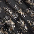 Zasłona welwetowa czarno, szampańska z błyszczącym nadrukiem palmowych liści 140x250 cm przelotka - GLORIA