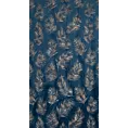 Zasłona welwetowa granatowo, szampańska z błyszczącym nadrukiem palmowych liści 140x250 cm przelotka - GLORIA 2