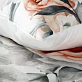 Pościel 220x200 cm bawełniana kolor biały, jasnopomarańczowy zdobiona nadrukiem kwiatów DIVA